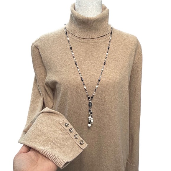 Tommy Hilfiger Sweaters - Tommy Hilfiger Tan Turtleneck Sweater Button Cuff Slim Fit XL Minimalist Capsule